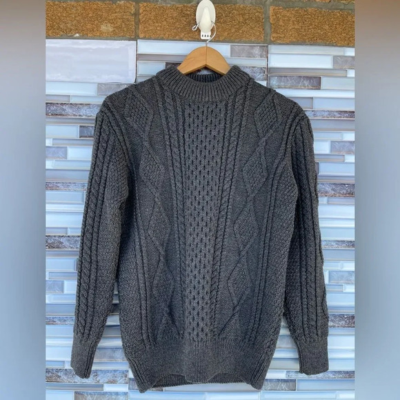 Marc Jacobs Aran Charcoal Chunky Cable Knit Wool Sweater Pullover small - Picture 5 of 16